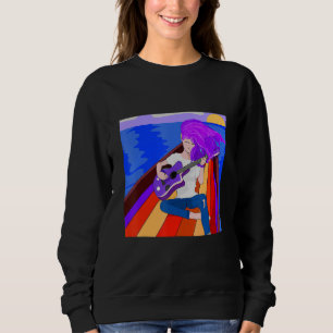 The Girl With Purple Hair On A Boat Playing Guitar Sweatshirt
