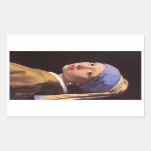 The girl with the pearl earring by Vermeer Rectangular Sticker