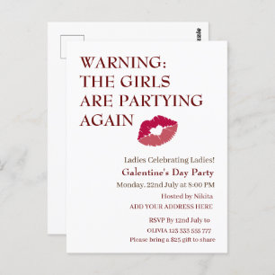 THE GIRLS ARE PARTYING AGAIN Galentine's Day Postcard