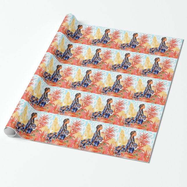 The giving tree a Native American Girl Praying Wrapping Paper (Unrolled)