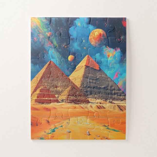 The Giza pyramid complex. Cairo, Egypt. Jigsaw Puzzle (Vertical)