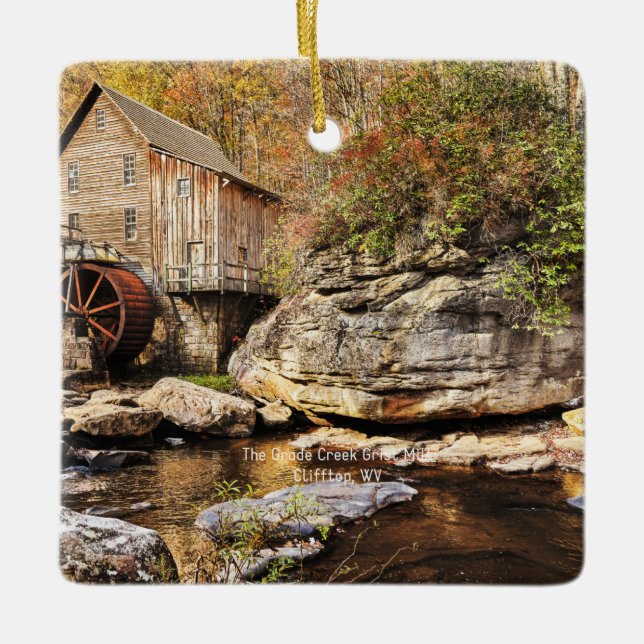 The Glade Creek Grist Mill, Clifftop, WV,  Ceramic Ornament (Front)