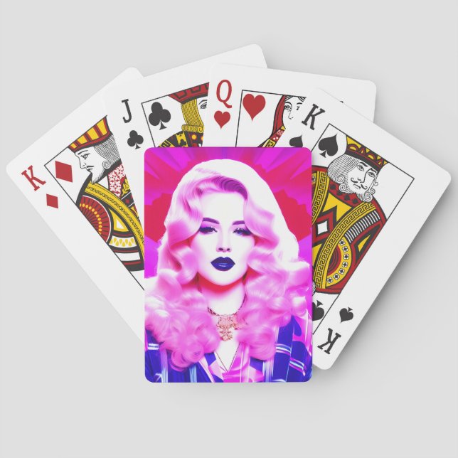 The Glamour Magic of a Blue Blown Kiss Playing Cards (Back)