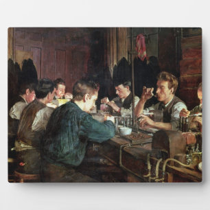 The Glass Blowers, 1883 (oil on canvas) Plaque