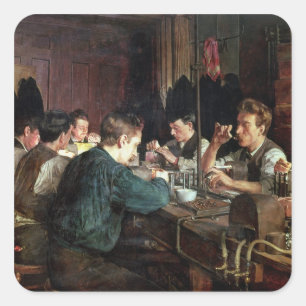 The Glass Blowers, 1883 (oil on canvas) Square Sticker