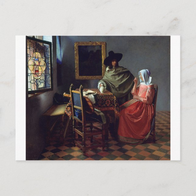 The Glass of Wine by Johannes Vermeer Postcard (Front)