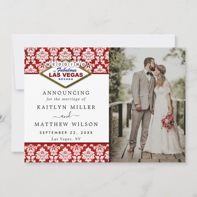 The Glitter Damask Las Vegas Wedding Collection Announcement (Front)