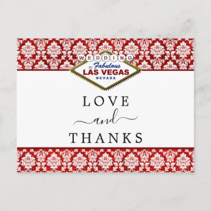 The Glitter Damask Las Vegas Wedding Collection Announcement Postcard