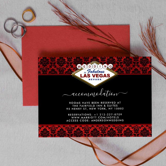 The Glitter Damask Las Vegas Wedding Collection Enclosure Card (Creator Uploaded)