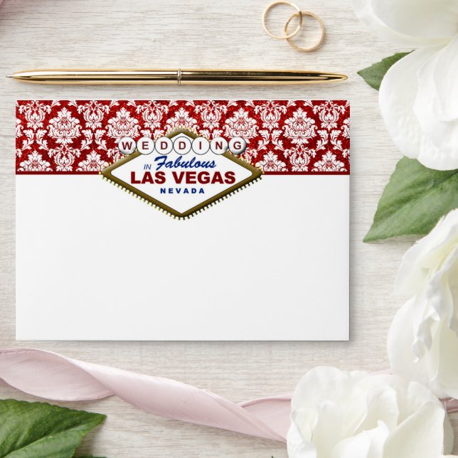 The Glitter Damask Las Vegas Wedding Collection Envelope (Wedding)