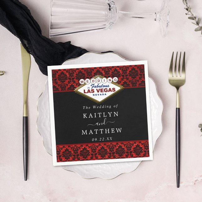 The Glitter Damask Las Vegas Wedding Collection Napkin (Creator Uploaded)