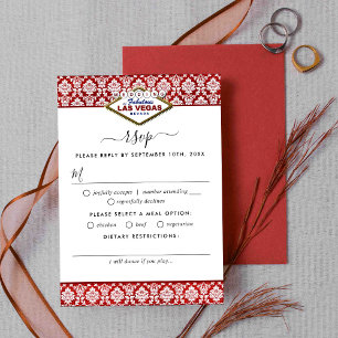 The Glitter Damask Las Vegas Wedding Collection RSVP Card