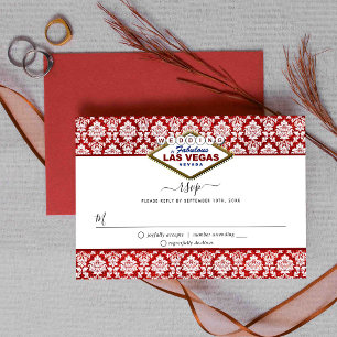 The Glitter Damask Las Vegas Wedding Collection RSVP Card