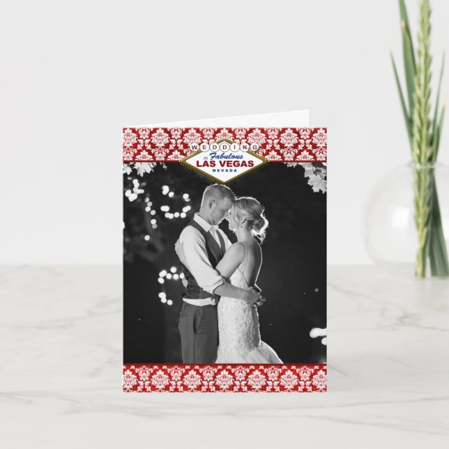 The Glitter Damask Las Vegas Wedding Collection Thank You Card (Front)