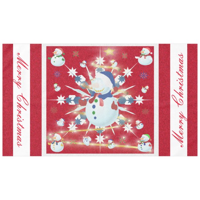 The Glittery Christmas Snowman - Tablecloth (Front (Horizontal))