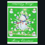 The Glittery Christmas Snowman - Tablecloth<br><div class="desc">This design features a white and blue snowflake, a golden tree, coloured snowflakes and lots of snowmen dressed for a cold Christmas season. A glitter was added to this design. A green backround was added along with a white border. Merry christmas was added to this design. This table cover comes...</div>