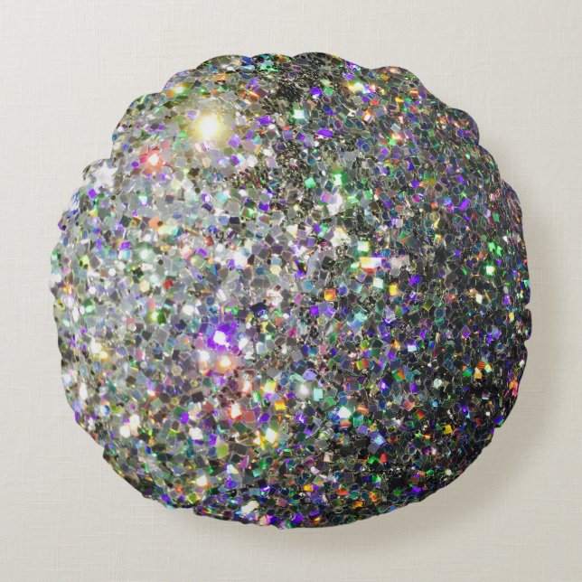 The Glitz Hologram Round Throw Pillow! Cushion (Front)