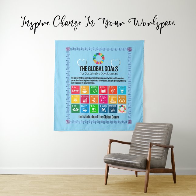 The Global Goals Mega Motivational Inspiring Gifts Tapestry (Jumbo Tapestry, Canvas Print, Poster, Foam Board, Signs Gift for Office Classroom Students Teachers)