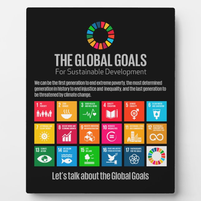 The Global Goals UN SDG 2030 Tabletop Plaque (Front)