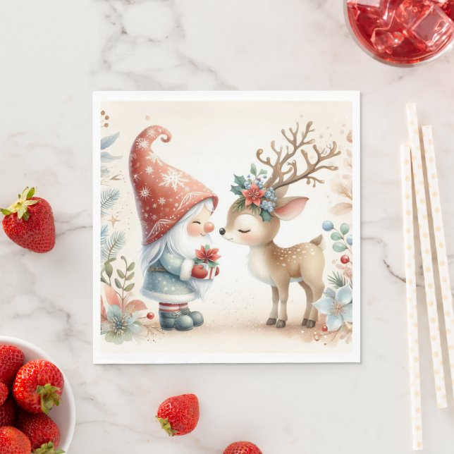 The Gnome And The Reindeer Napkin (Insitu)