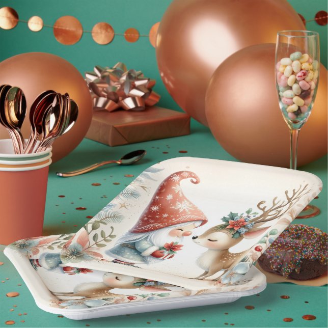 The Gnome And The Reindeer Paper Plate (Multi)