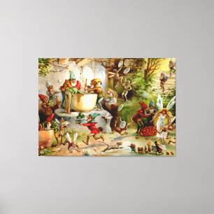 The Gnomes' Kitchen - 1895 Illustration by E. Stua Canvas Print