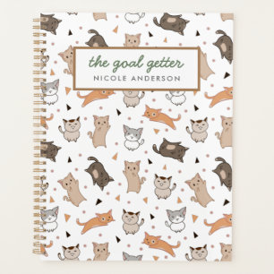The goal getter adorable cats pattern planner