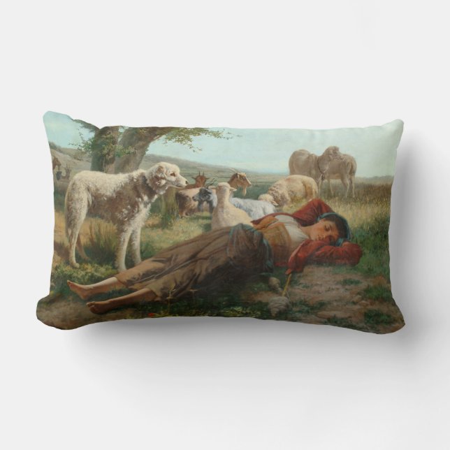The Goatherder Girl's Siesta (by Carlo Ademollo) Lumbar Cushion (Front)