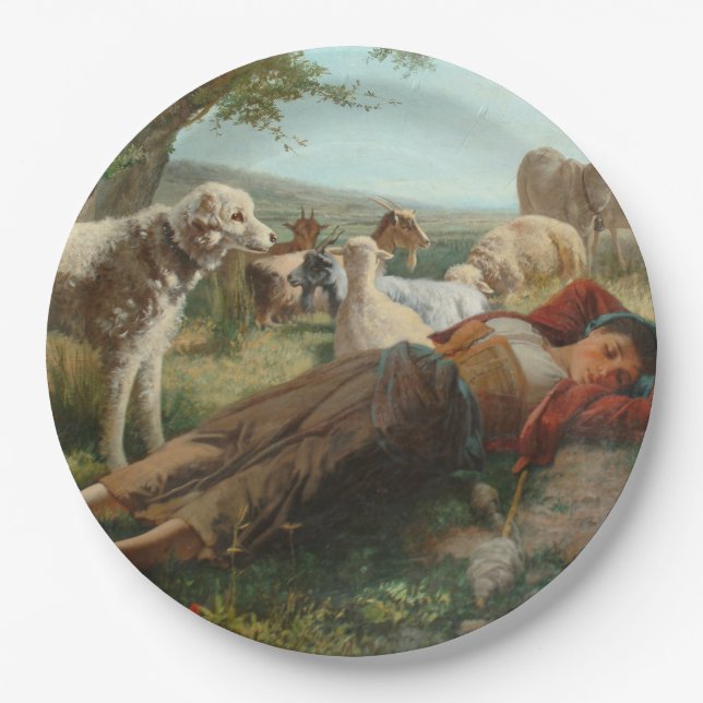 The Goatherder Girl's Siesta (by Carlo Ademollo) Paper Plate (Front)