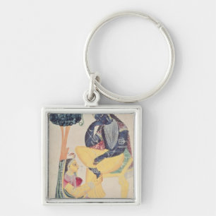 The God Krishna with his mortal love, Radha Key Ring