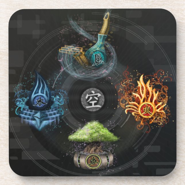 The Godai five elements kanji art illustration Coaster (Front)