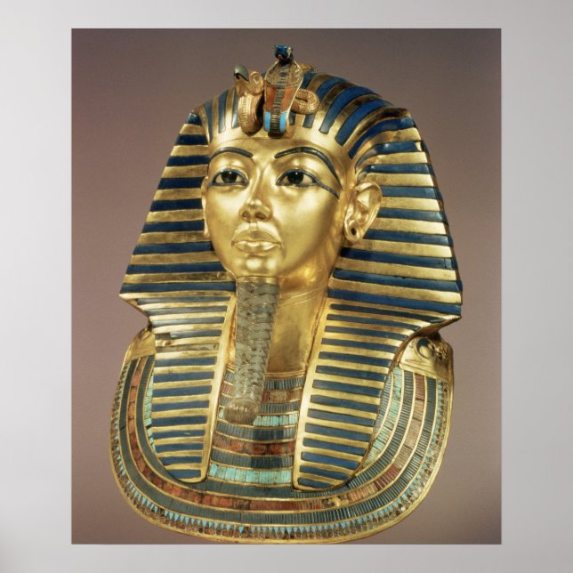 The gold funerary mask, from tomb of poster (Front)