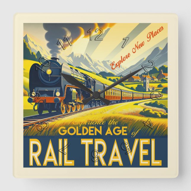 The Golden Age - Bordered Square Wall Clock (Front)