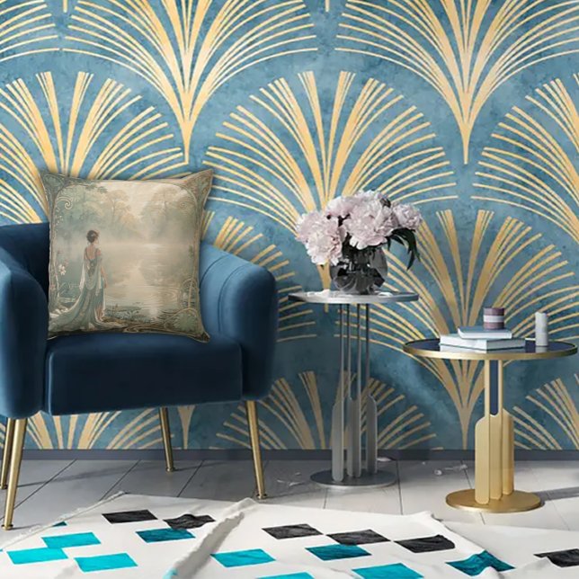 The Golden Age of Grace Art Nouveau Cushion (Creator Uploaded)