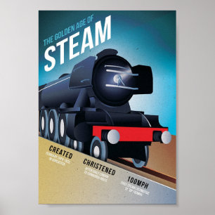 The golden age of steam vintage train art poster
