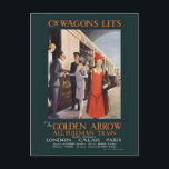 The Golden Arrow Vintage Poster 1925 Postcard<br><div class="desc">Vintage travel poster from France. The Golden Arrow all Pullman train. Published in 1925. Please note that our posters are high quality reproductions based on professional, very high resolution scans off the originals. Our manual retouching process does not involve the use of filters that remove any original details or texture...</div>