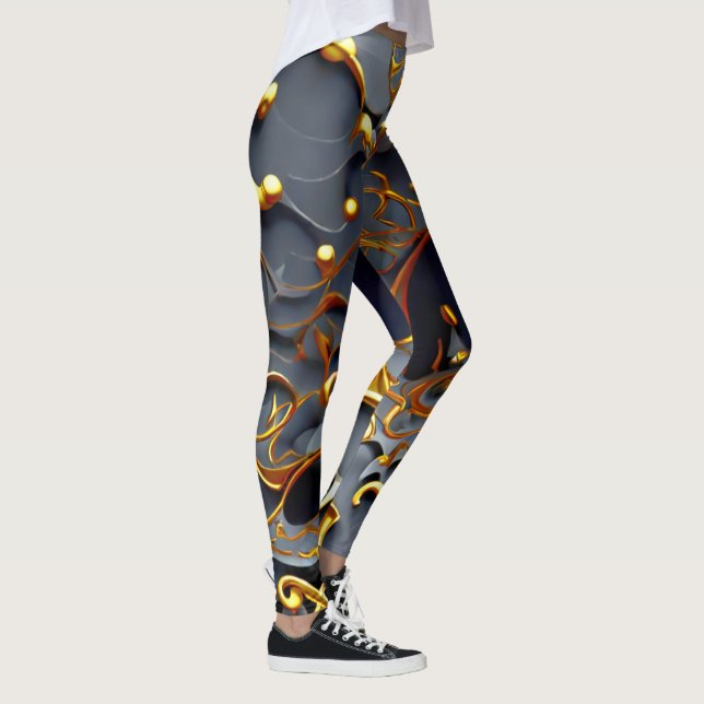 The Golden Black Arabesque Leggings (Right)