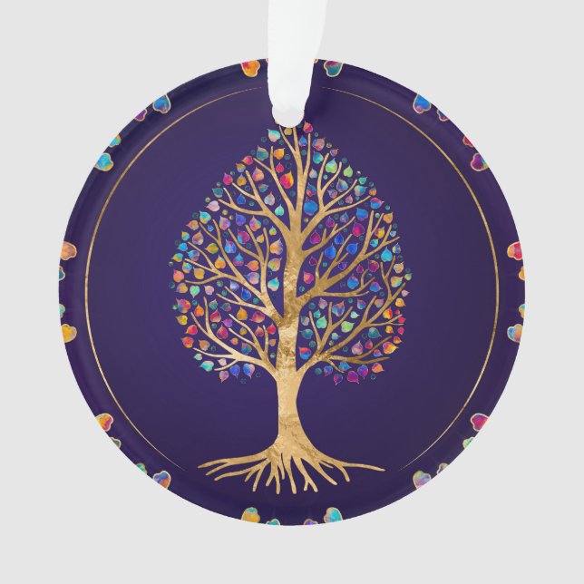 The Golden Bodhi tree - colourful leaves Ornament (Front)