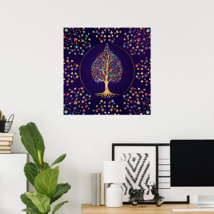 The Golden Bodhi tree - colourful leaves Poster