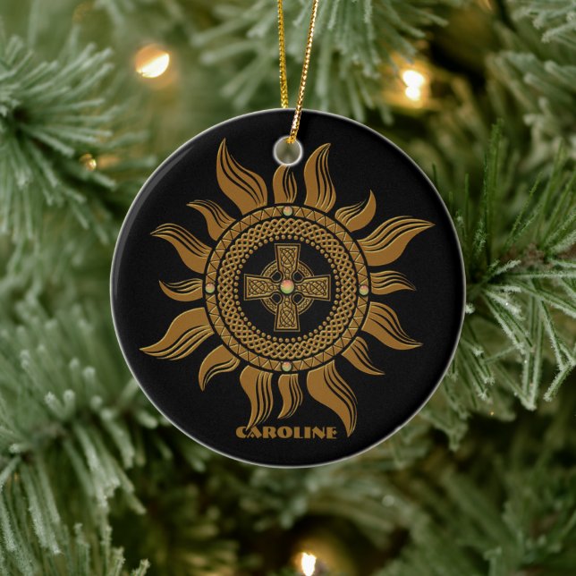The golden celtic cross. ceramic tree decoration (Tree)