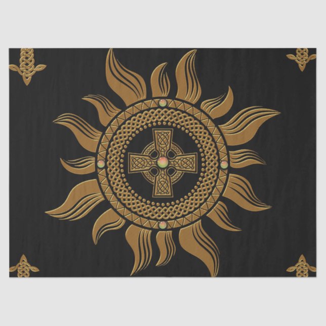 The golden celtic cross.  tissue paper (Front)