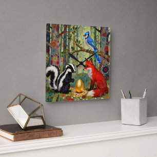 “The Golden Dilemma” Square Wall Clock