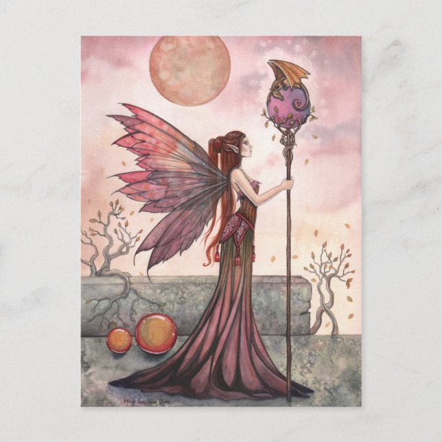 The Golden Dragon Fairy Fantasy Postcard (Front)