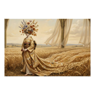 The Golden Echo: Surreal Botanical Spirit in the W Poster