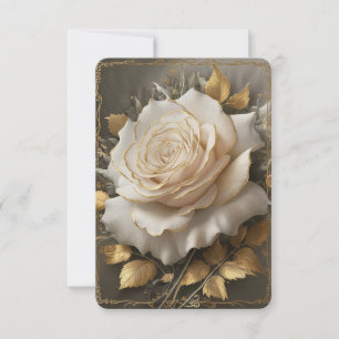 The Golden-Edged White Rose Artwork Thank You Card