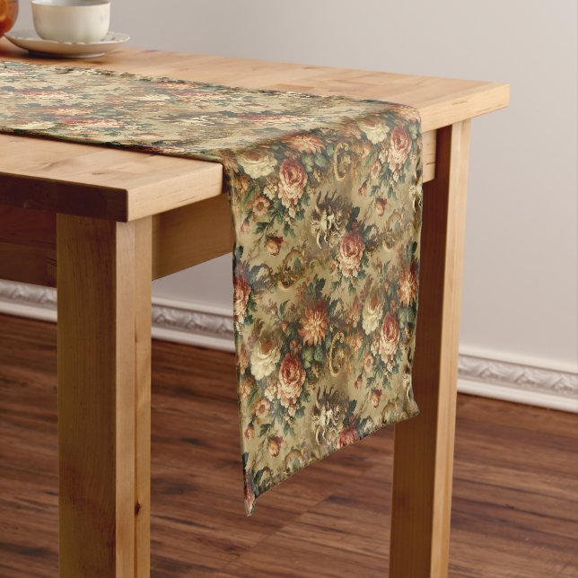 The Golden Fiend – Gothic Floral  Short Table Runner (In Situ)