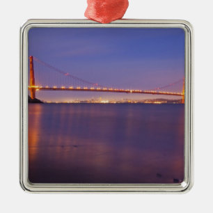 The Golden Gate Bridge at dusk from Kirby Cove Metal Tree Decoration