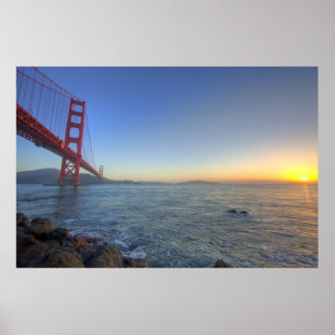 The Golden Gate Bridge at sunrise from Fort Poster