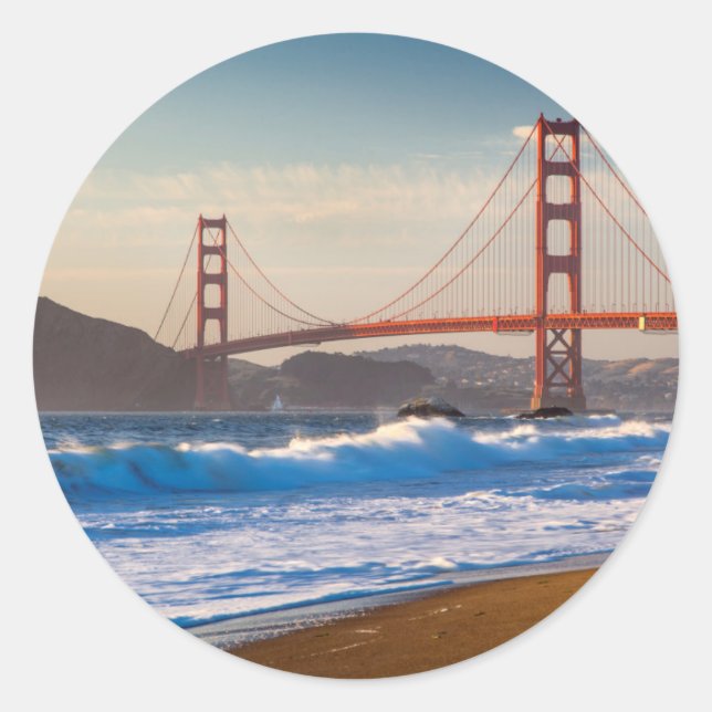 The Golden Gate Bridge From Baker Beach Classic Round Sticker (Front)