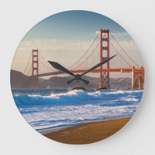 The Golden Gate Bridge From Baker Beach Large Clock